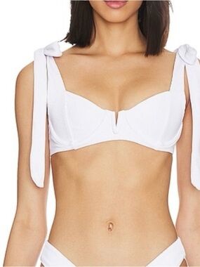 Beach Riot Blair Underwire Tie Shoulder Ribbed Bikini Top Women’s White Size L